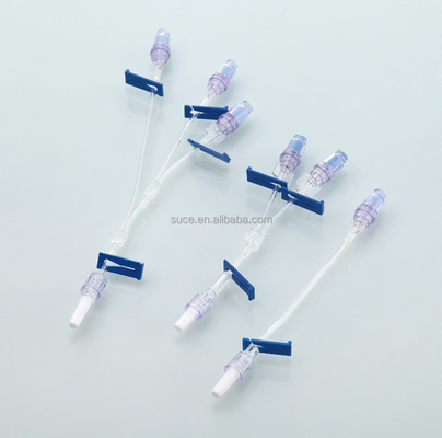 IV infusion multi-way extension tube with needle free connector/needless connector
