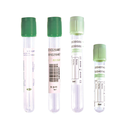 Green Top 3ml 5ml 6ml Sodium Heparin Vacuum Blood Collection Tube For Hematocrit Test