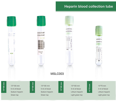 Green Top 3ml 5ml 6ml Sodium Heparin Vacuum Blood Collection Tube For Hematocrit Test