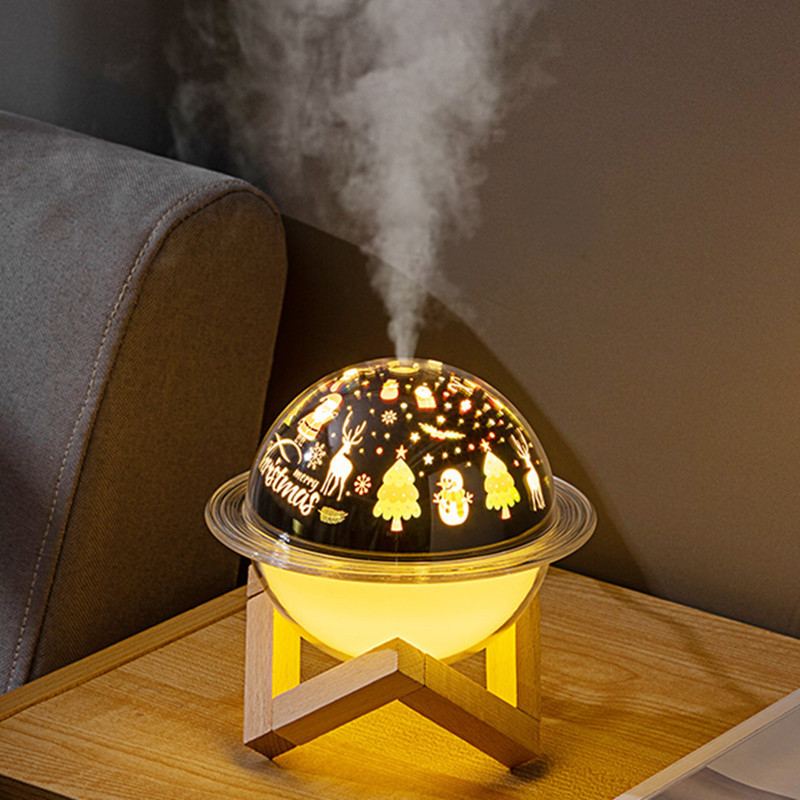 250ML Ultrasonic Humidifier Saturn Projector LED Lamp With Star Sky Ocean World Christmas Colorful USB